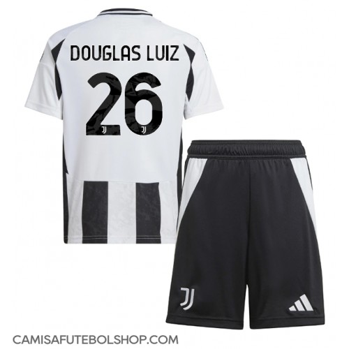 Camisa de time de futebol Juventus Douglas Luiz #26 Replicas 1º Equipamento Infantil 2024-25 Manga Curta (+ Calças curtas)